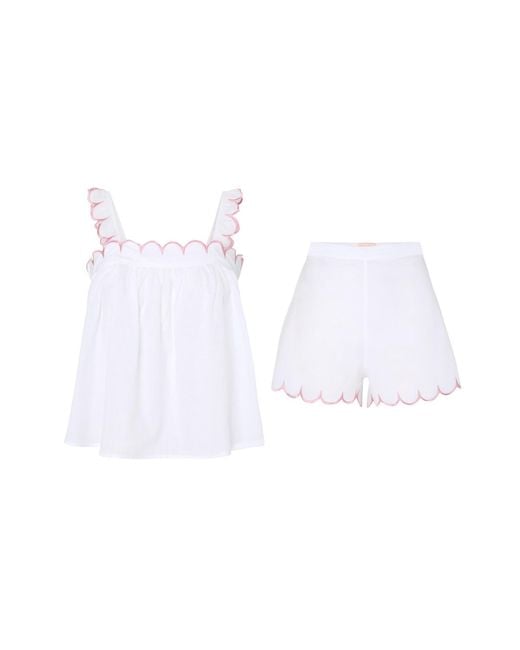 Love Letters X White Babydoll Pants Pajama Set