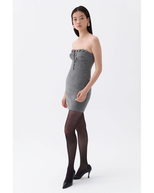 Nocturne Gray Strapless Mini Dress