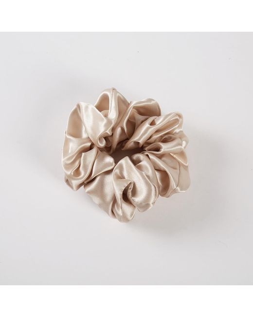 Soft Strokes Silk Metallic Neutrals Pure Mulberry Silk French Scrunchie Set Of Five