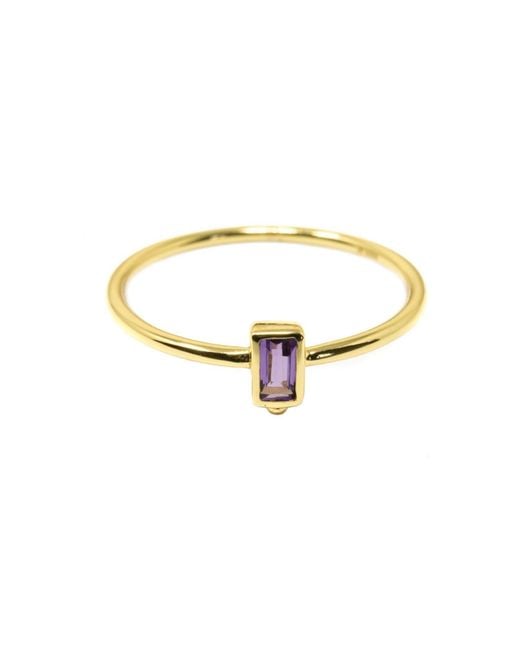 NASI SILVER Metallic Level Baguette Ring- Amethyst