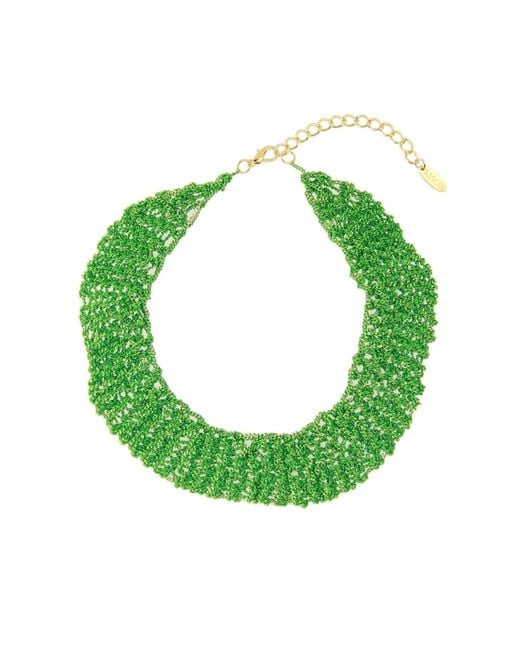 Saachi Green Crochet Chain Short Necklace