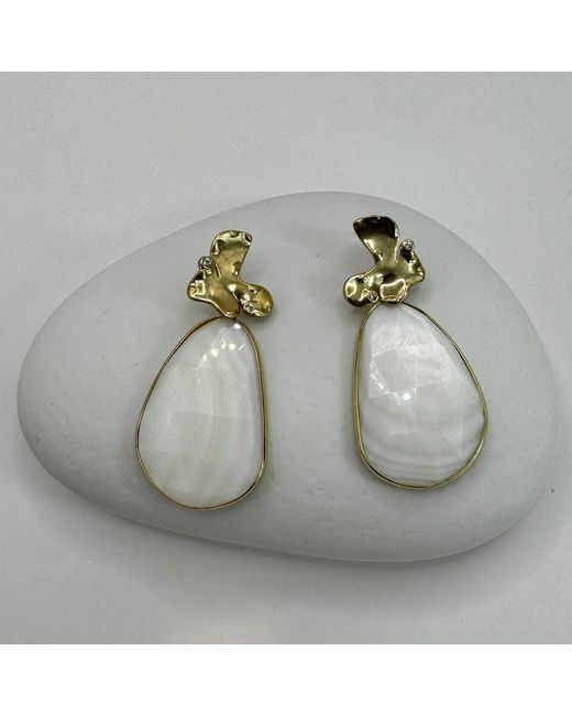 Rare Matters Jewelry Blue Mini Foliage Mother Of Pearl Statement Earrings