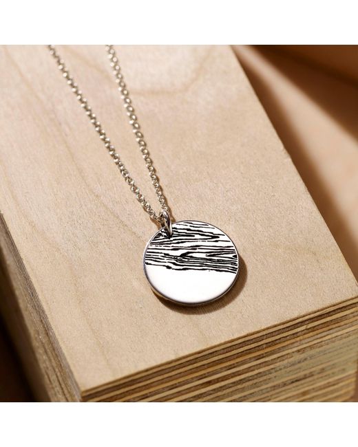 Posh Totty Designs Metallic Sterling Engraved Wood Grain Disc Necklace for men