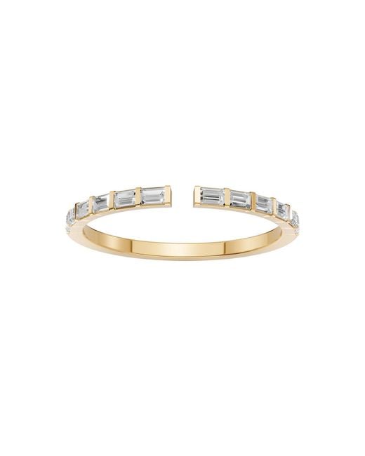 Aya Fine Jewelry Metallic Baguette Cut Lab Diamond Stackable Open Wedding Band Ring