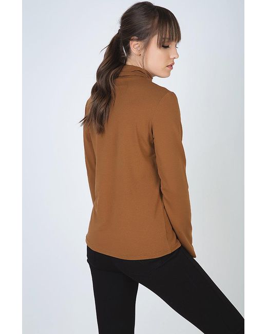 Conquista Brown Biscuit Colour Long Sleeve Polo Neck Jumper