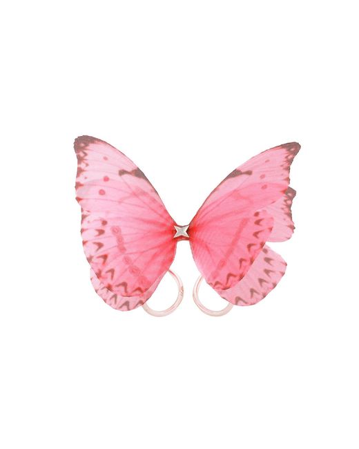 Oana Savu Pink Hot Summer Adjustable Silk Butterfly Ring Sterling Fairy Wings
