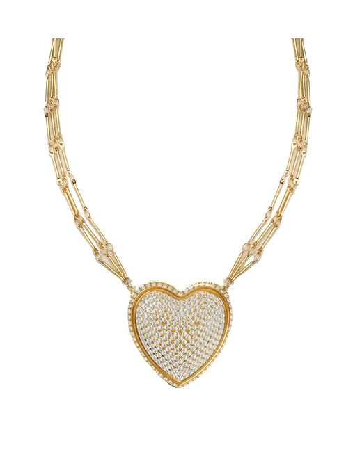Adriana Pappas Designs Metallic Chained Pave Heart Necklace