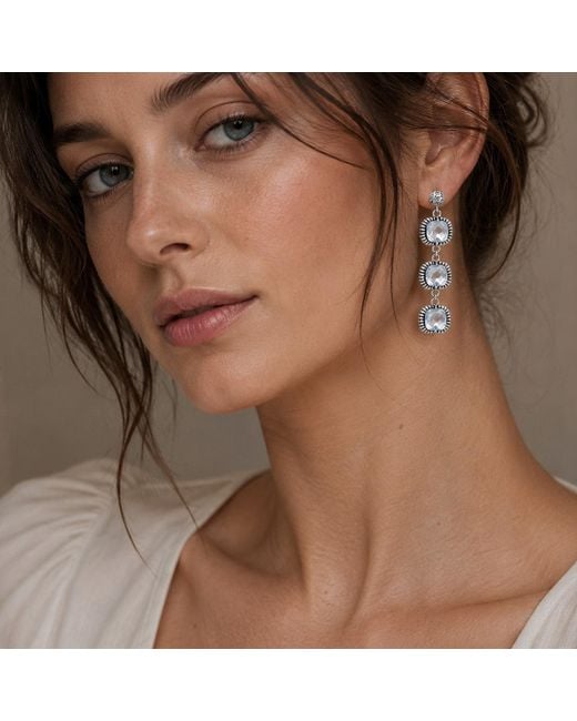 Unaloe Metallic Super Fantasy Earrings– Timeless Elegance With Three Crystal