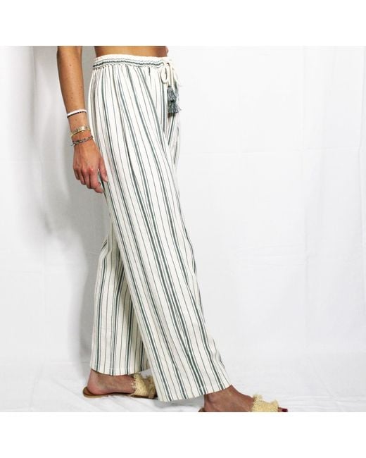 Boutique Kaotique Blue Moroccan Stripped Beach Trousers