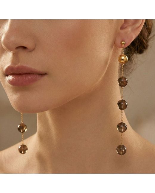 Jaredjamin Metallic Nora Dangle Smoky Quartz Earrings