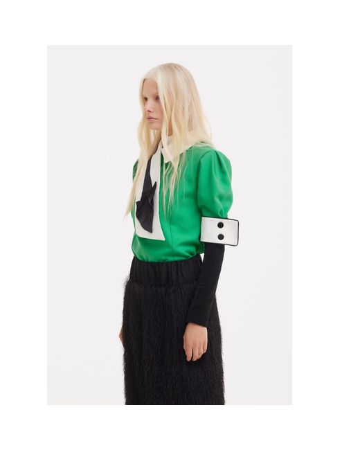 Julia Allert Green Statement Blouse With Collar And Cuffs –