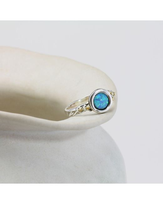 Isla Silver Blue Handmade Opulent Opal Ring