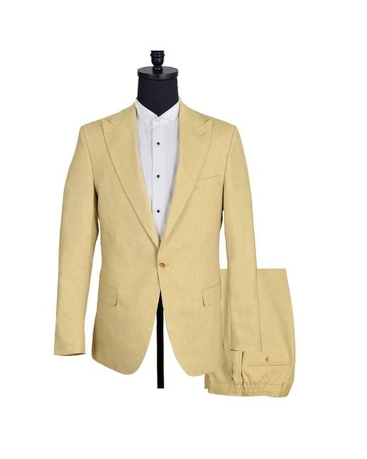 DAVID WEJ Metallic Neutrals Hugo Linen Single Breasted Suit for men