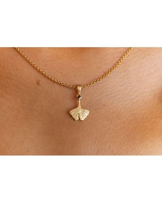 Claire Hill Designs Metallic Ginkgo Leaf Charm Necklace