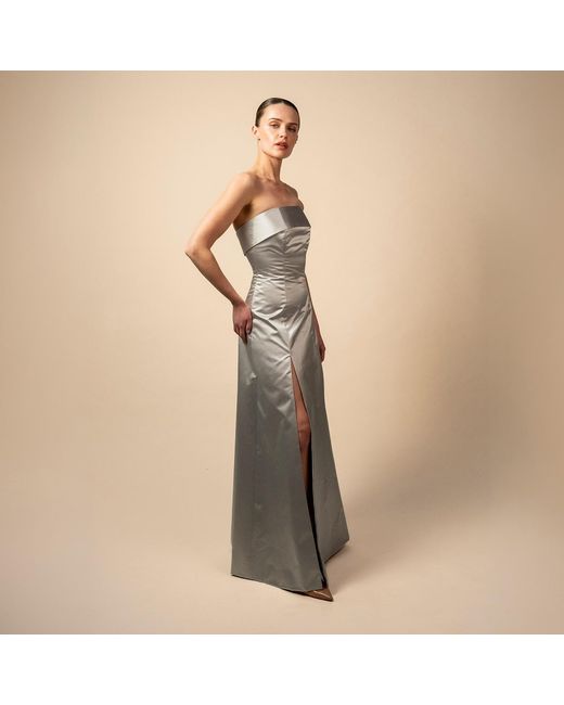 Anse Victorin Gray Irena Silk Dress