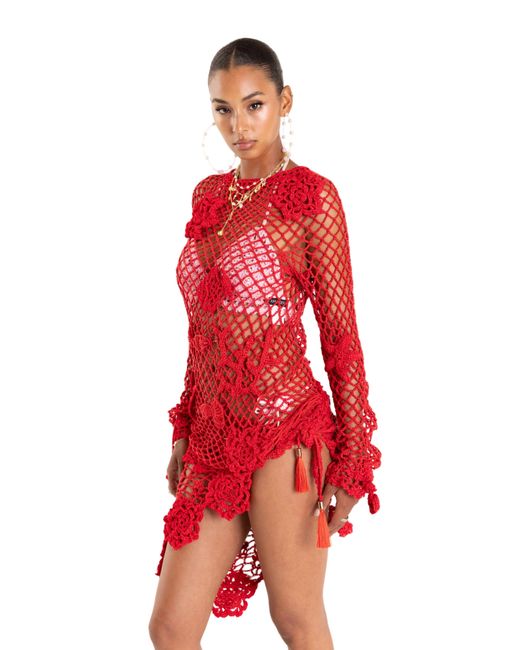 Andreeva Red Cherry Handmade Crochet Top & Cover-Up
