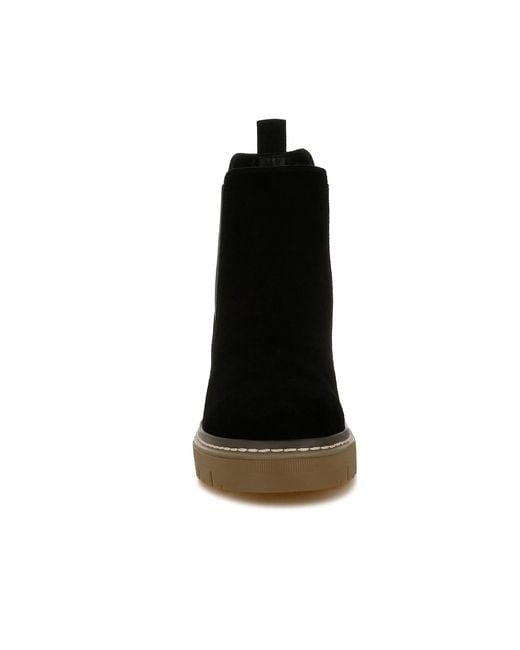 Rag & Co Black Vostok Suede Chunky Chelsea Boots