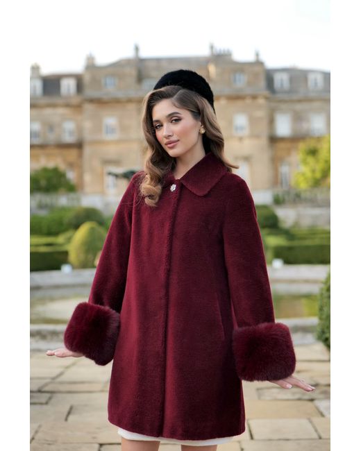 Santinni Red Fairytale Wool & Faux Fur Teddy Coat