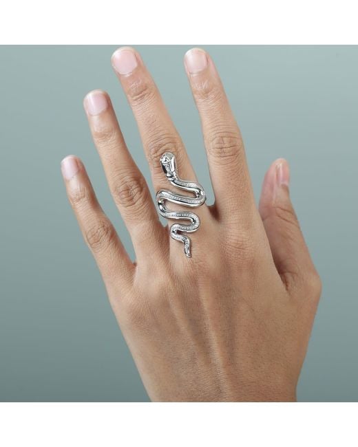 Artisan White Diamond Snake Wrap Ring