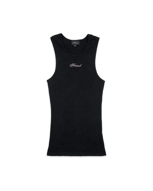 NOEND Black Cotton Rib Tank Top for men