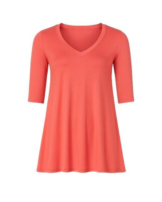 Conquista Pink V Neck Top With Crepe Detail