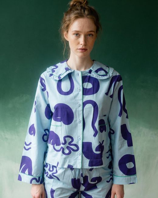 Wild Clouds Blue Organic Cotton Pyjama Shirt