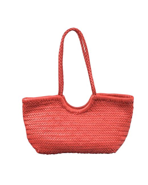 Rimini Red Woven Leather Beach Bag 'alessia'