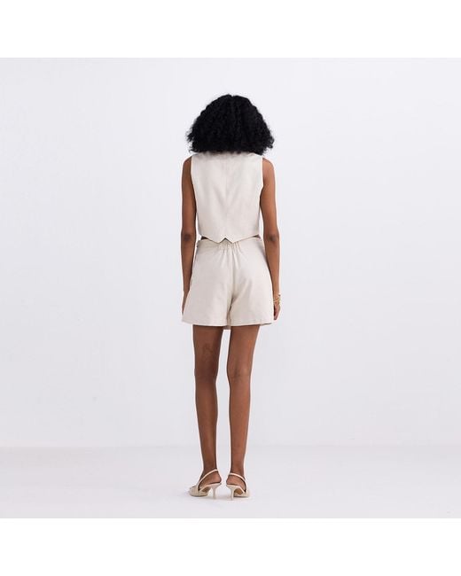 REISTOR Pink Cropped Cotton Tweed Vest