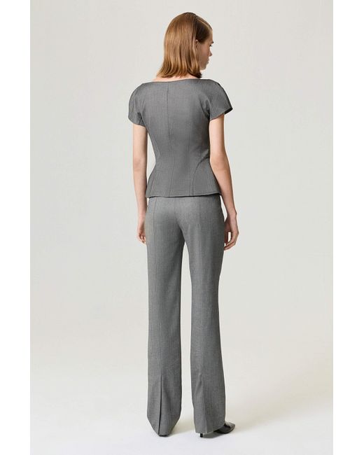 Nocturne Gray Side Slit Tailored Pants