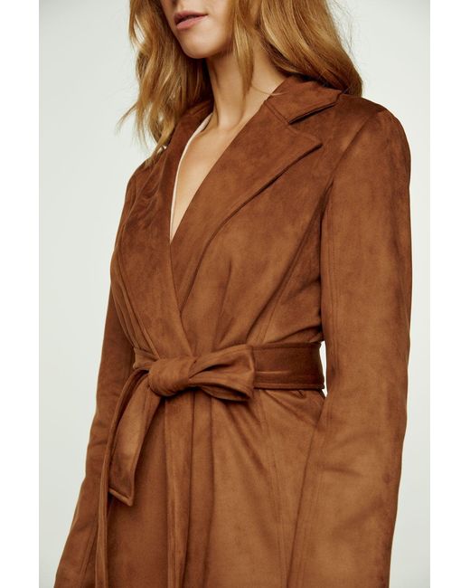 Conquista Brown Suede-Look Jacket With Belt