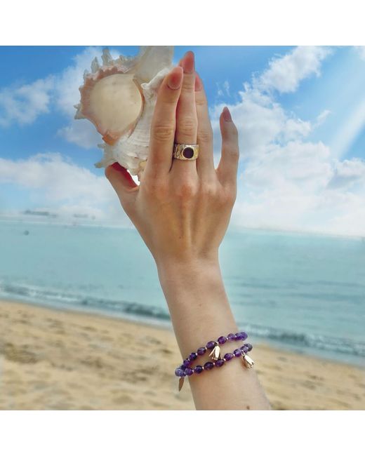 Farra Purple Amethyst With Flower Charms Double Layers Bracelet Or Choker