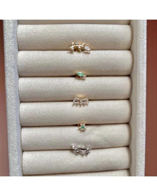 Zohreh Green Diamond & Emerald Flower Flat Back Earring 9K