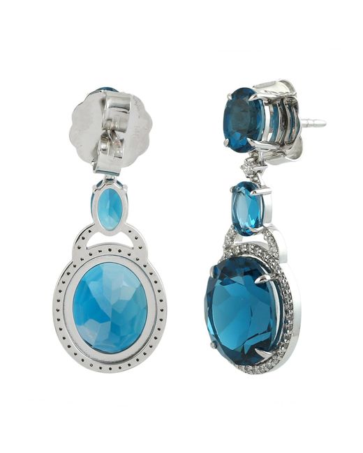 Artisan Blue London Topaz & Diamond Drop Earrings