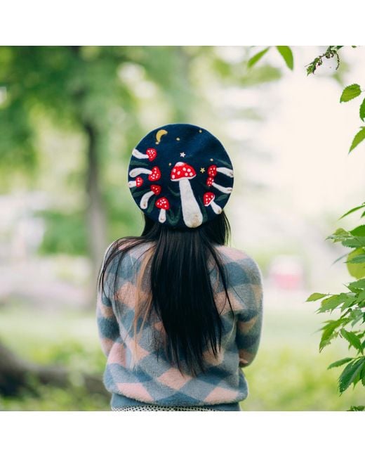 Heartfelt Layers Blue Midnight Mushroom Beret