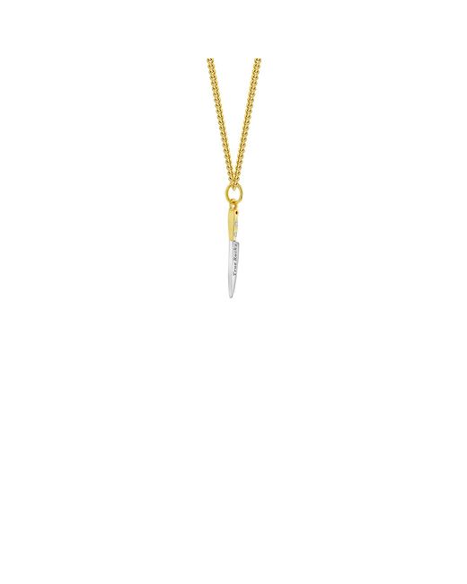 True Rocks White 2 Tone Mini Knife Pendant 18Kt-Plating & Sterling On-Plated Chain for men