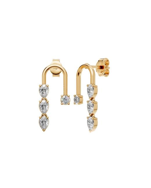 Aya Fine Jewelry Metallic Round & Pear Minimalist Open Hoop Lab Diamond Earrings
