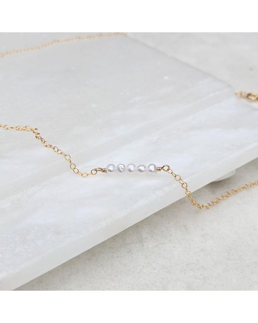 Kiri & Belle Metallic Eliana Tiny Pearl Bar Filled Necklace