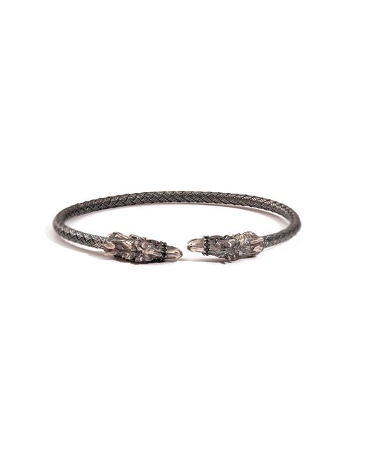 Ebru Jewelry Metallic Fierce Twin Dragon Sterling Adjustable Bracelet for men
