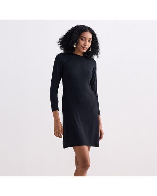 REISTOR Black Long Sleeves Fitted Short Dress