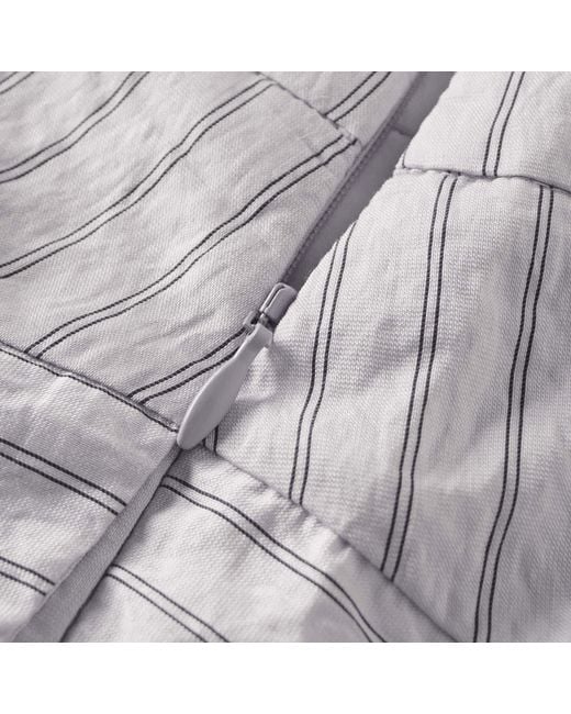 Smart and Joy Gray Flared Midi Skirt With Stripes