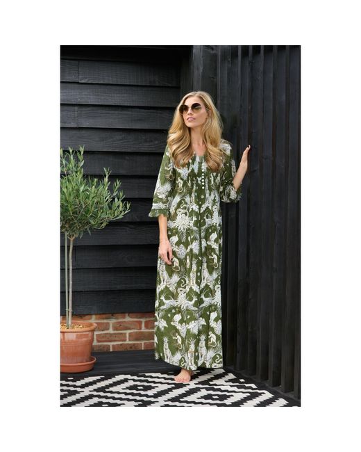 At Last Green Cotton Annabel Maxi Dress