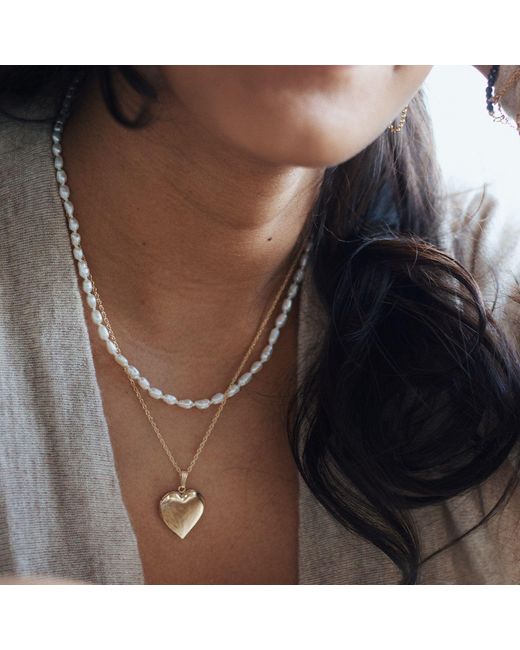 Herself Collections Metallic Hand-Knotted Freshwater Rice Pearl Necklace