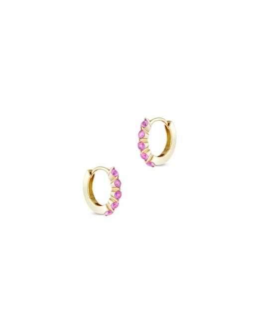 Dinny Hall Pink Shuga Mini Sapphire Huggie Hoops