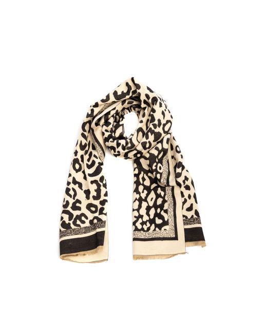 Saachi Black Two Tone Leopard Reversible Scarf