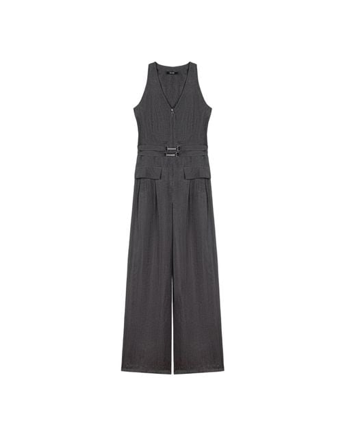 Nocturne White Metal Belt Detail Jumpsuit