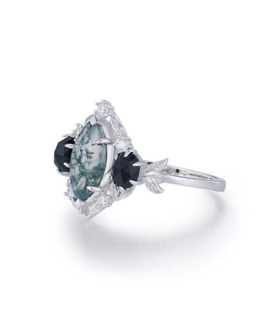 Azura Jewelry New York Blue Noctis Moss Agate Onyx Ring Vermeil