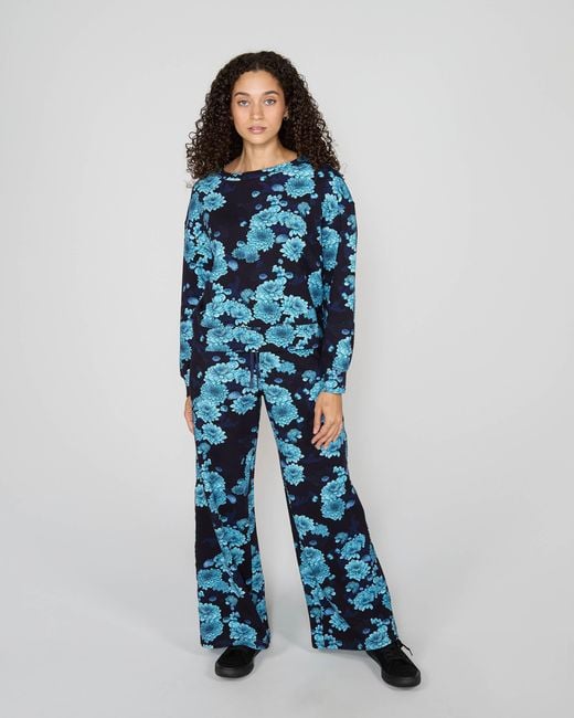 Lords of Harlech Blue Clara Serious Floral Oversized Crewneck Sweatshirt