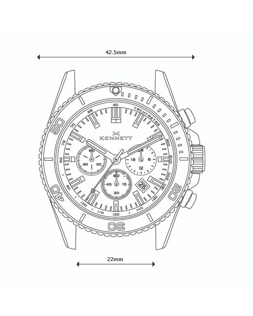 Kennett Watches & Accessories Metallic Kennett Pacesetter Chronograph Watch With Solid Stainless Steel Strap for men