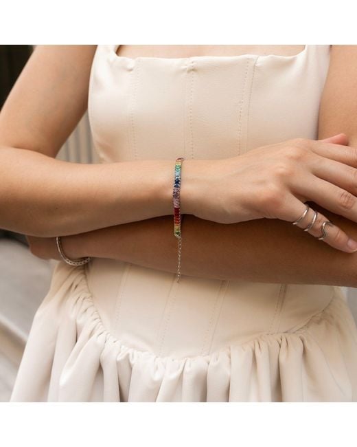 Spero London Blue Sterling Baguette Tennis Bracelet