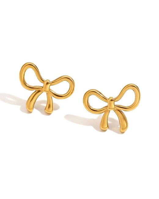 Olivia Le Metallic Dainty Minimalist Bow Earrings